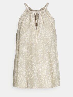 GAP Tan and White Halter Tie-Neck Blouse